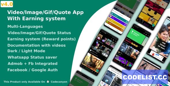 Video/Image/Gif/Quote App With Earning system (Reward points)