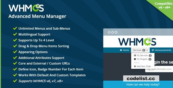 WHMCS Advanced Menu Manager