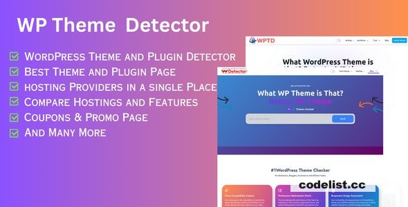 WordPress Theme Detector and Web Hosting Comparison React NextJS script 